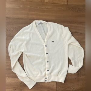 Vintage Izod Lacoste Men’s L/XL Ivory Cardigan